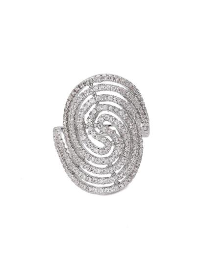 Metallic Spiral Pavé Statement Ring