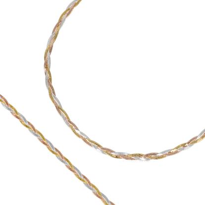 Metallic Gold Rose Gold And Silver Spiral Sterling Silver Flat Necklace And Bracelet Set