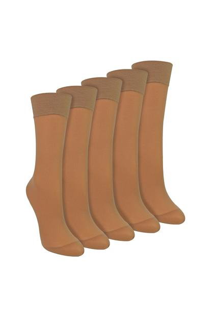 Black 5 Pack Ladies Ankle High Pop Socks 15 Denier Lightweight Sheer Socks