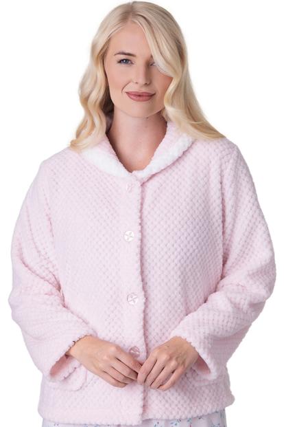 Pink Supersoft Button Front Bed Jacket