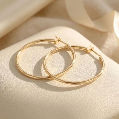 Metallic Statement Plain Gold Plated Hoop Earrings