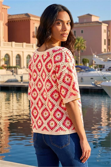 Floral Crochet Knit Top 16337472
