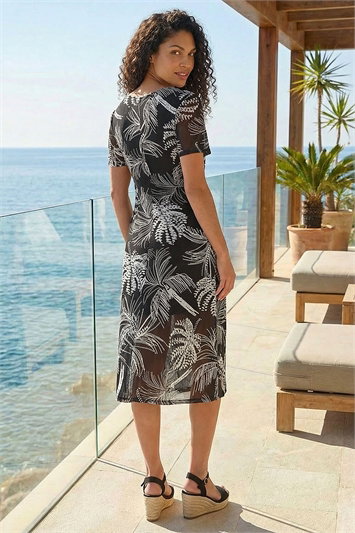 Petite Abstract Mesh Puff Stretch Dress 14849808