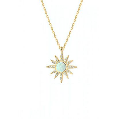 Metallic White Opal Sun Sterling Silver Necklace