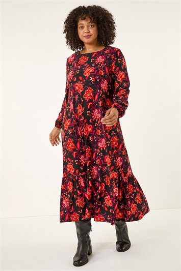Curve Floral Print Stretch Dress 14771778