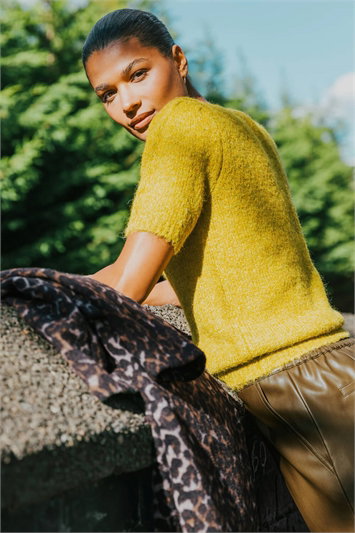 Green Short Sleeve Soft Knit Top