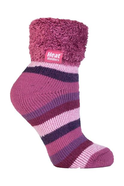 Purple Ladies Non Slip Thermal Low Cut Slipper Bed Socks With Grips
