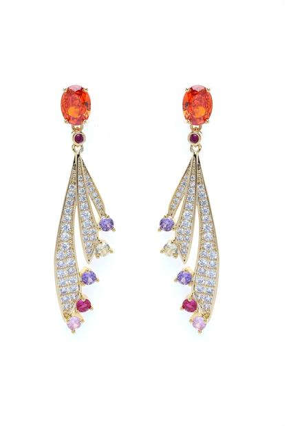 Metallic Feather Drop Earrings