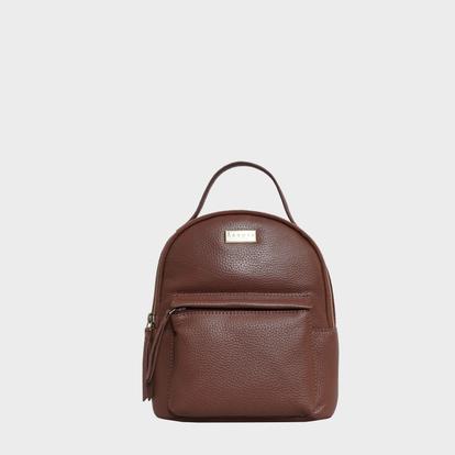 Black 'Betty' Zip Top Mini Pebble Grain Leather Backpack