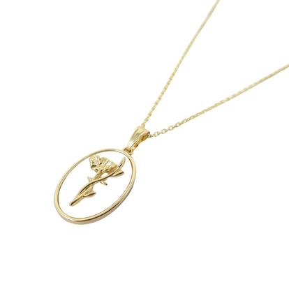 Metallic Violet February Birth Flower Pearl Gold Plated Necklace