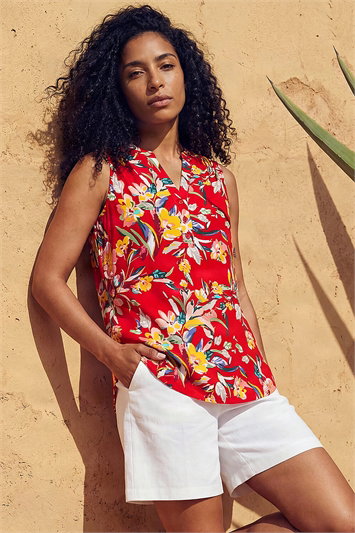 Red Floral Ity Top