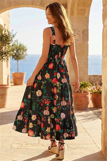 Floral Print Tiered Midi Dress 14901408