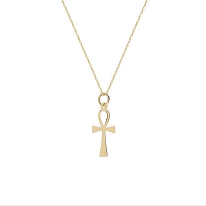 Metallic 9Ct Solid Gold Egyptian Ankh Necklace