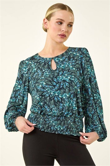 Petite Printed Shirred Band Top 19503108