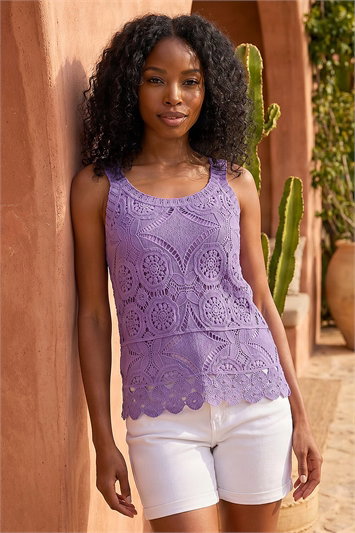 Cotton Crochet Knit Vest Top 16114776