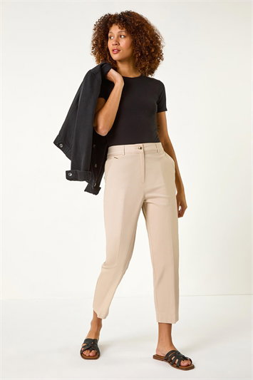 White Cotton Stretch Cropped Trouser