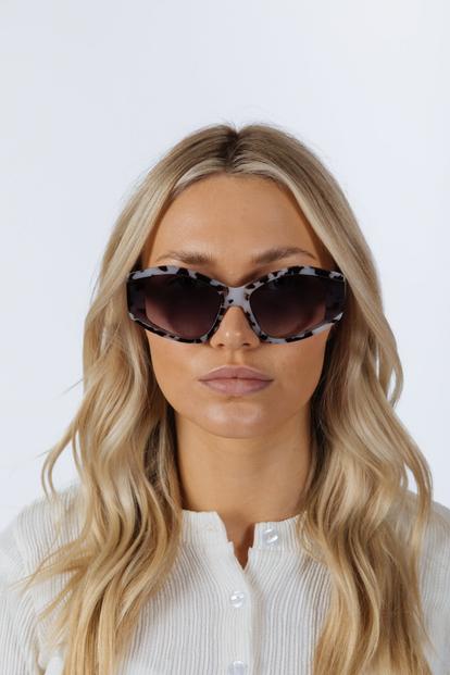 Black Angular Cat-Eye Sunglasses In Multi
