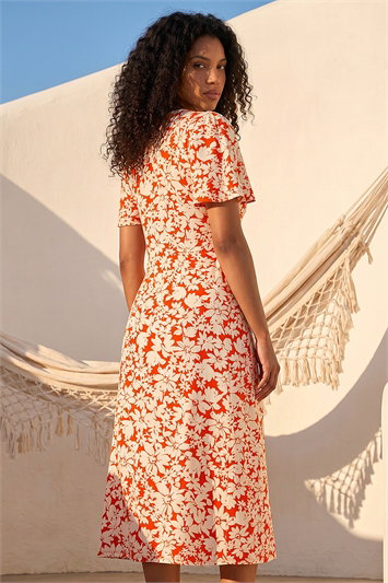 Petite Floral Ruched Midi Dress 14773964