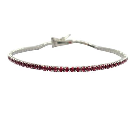 Red Ruby Gemstone Sterling Silver Tennis Bracelet