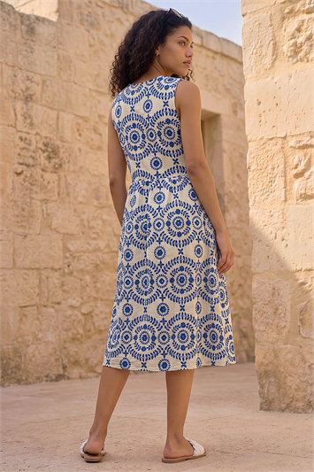 Petite Abstract Print Button Dress 14911309