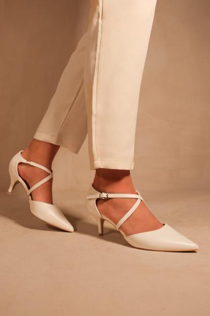 Black Kennedi Low Kitten Heel With Crossover Strap