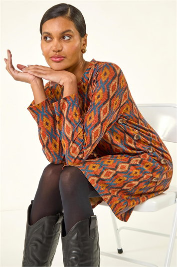 Geo Print Stretch Swing Dress 14784426