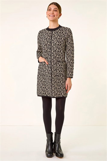 Black Animal Print Knitted Shift Dress