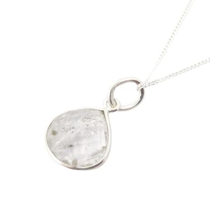Metallic Herkimer Diamond April Birthstone Crystal Sterling Silver Necklace