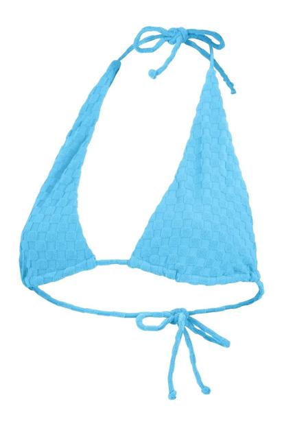 Blue Trifold Terrycloth Swimming Bikini Top