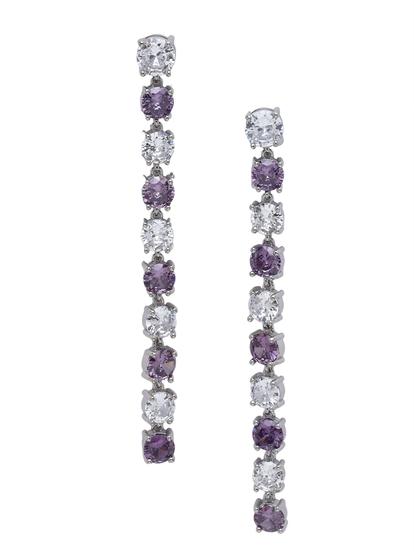Purple Graduated Crystal Line Drop Earrings