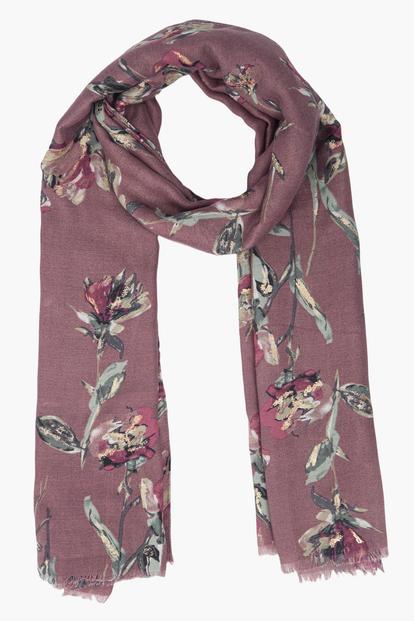 Pink Retro Floral Print Lightweight Scarf