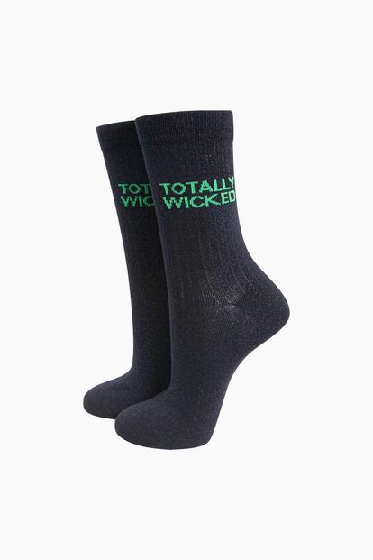 Black Totally Wicked Combed Cotton Glitter Socks