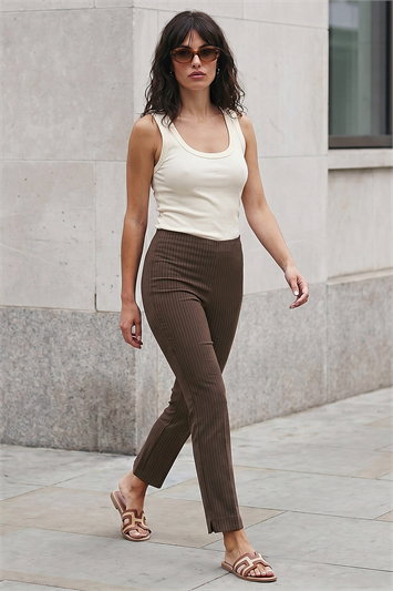 Brown Stripe Bengaline Trouser