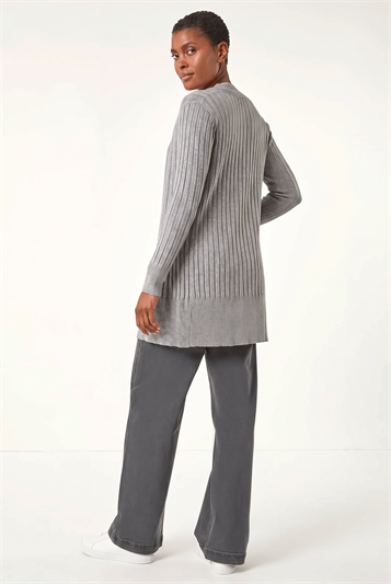 Longline Stretch Ribbed Cardigan 16064544