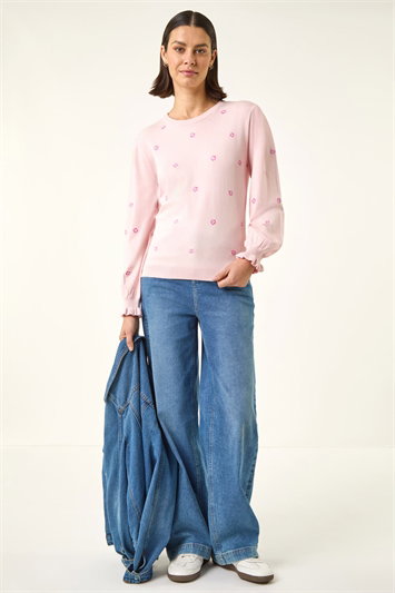 Embroidered Floral Knit Top 16189346