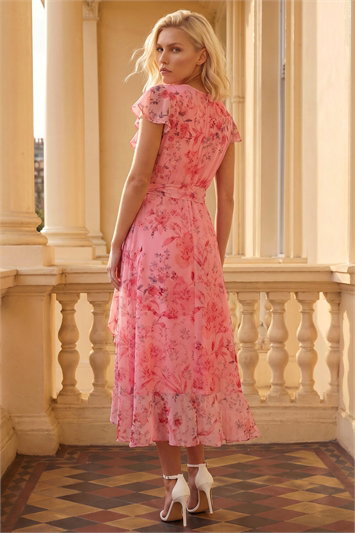 Petite Floral Frill Midi Dress 14829722
