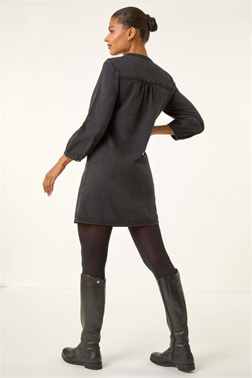 Cotton Denim Button Shift Dress 14799808
