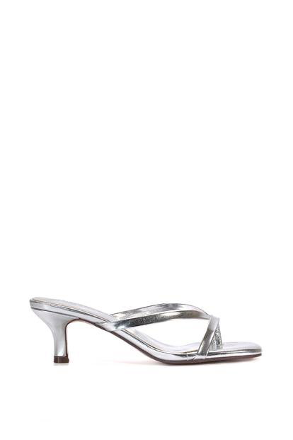 Black 'Tiana' Kitten Heel Sandal Mules With Toe Post