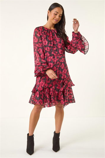 Petite Floral Print Frill Dress 14750108