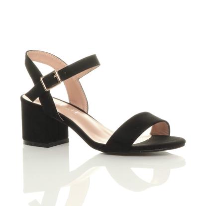 Purple Mid Block Heel Strappy Sandals