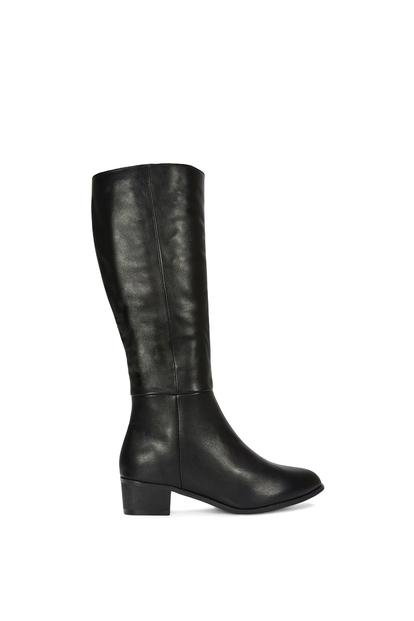 Black ‘Anne’ Knee High Boots With Low Block Heel