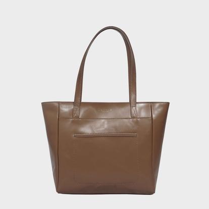 Black 'Linda' Smooth Real Leather Unlined Tote Bag