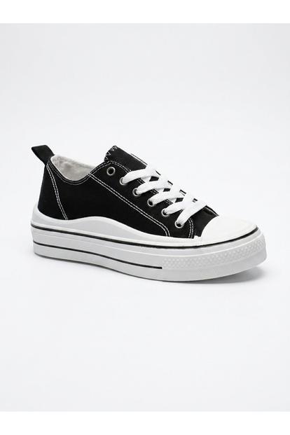 Black Saoirse Low Top Canvas Trainers