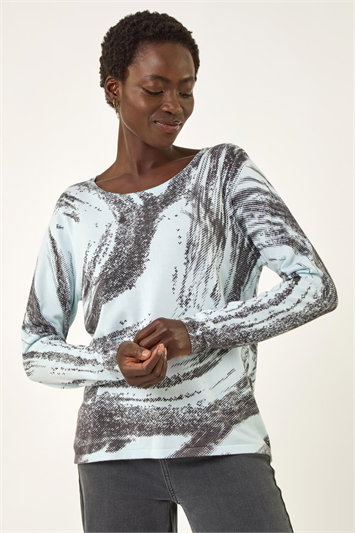 Blue Abstract Knit Jumper