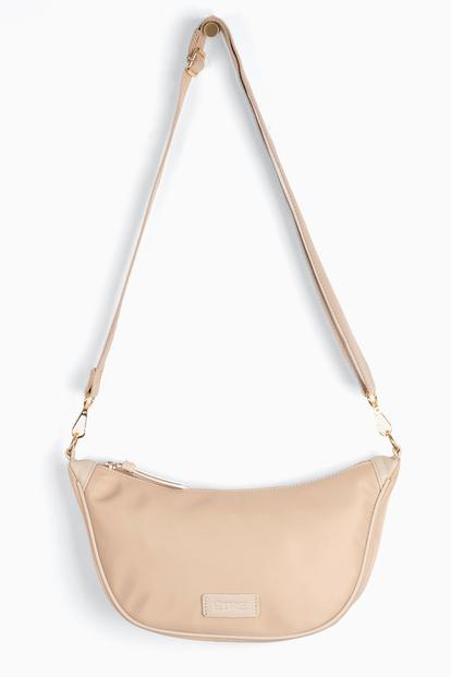 Pink Plain Half Moon Crossbody Bag