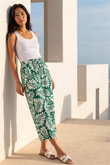 Green Petite Cropped Trousers