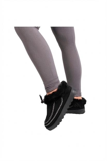 Kessia Faux Suede Fluffy Lined Ankle Boots With Stitch Detail M000018293