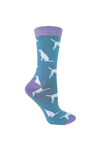 Blue 1 Pack Ladies Novelty Dog Pattern Bamboo Socks