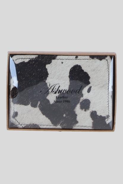 Brown Genuine Leather Hair-On-Hide Cow Print Card Holder Wallet