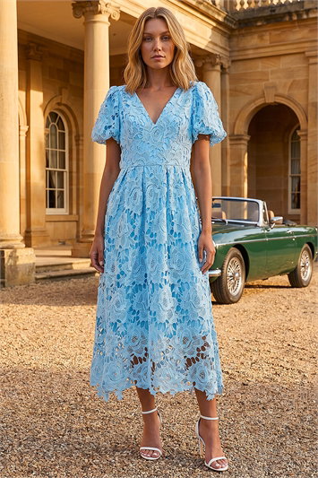 Light Blue Pearl Embellished Jumper Dress | Roman UK